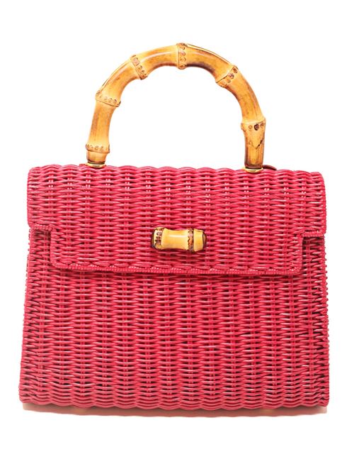 bag in hand-woven wicker with bamboo handle Laboratorio Capri | 115FUXIA
